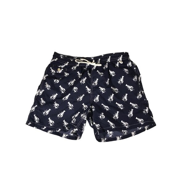 Men's Navy and White Lobster Print Polo Ralph Lauren Trunks - Picture 1 of 7